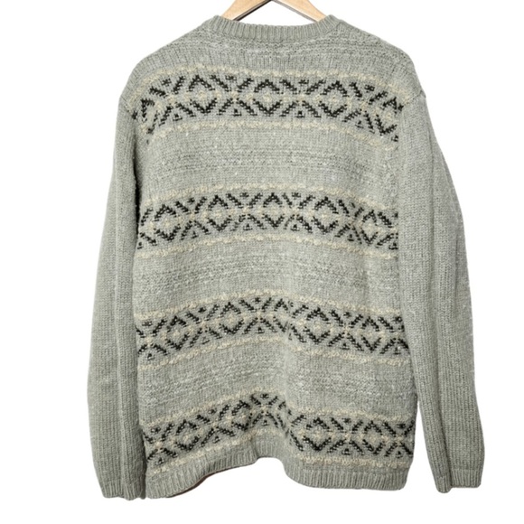 Liz Claiborne Vintage Wool Blend Aztec Pattern Stripes Grandpa Knit Sweater - Picture 13 of 16